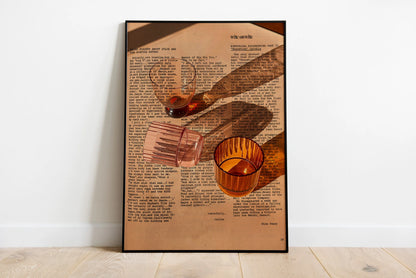 Amore Green Striped Canvas Printing Vino Wine Glass & Pepper Wall Art Poster Modern Living Room Bedroom Kitchen Home Decor Gifts