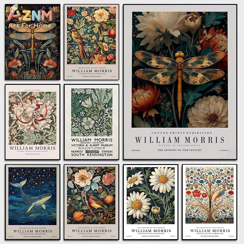 William Morris Flower Animals Wall Art Canvas Print