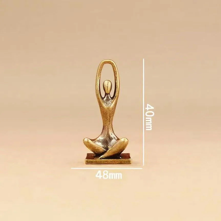 Brass Yoga Girl Statue Home Decor Figure Ornament Nordic Luxury Living Room Abstract Character Ornament