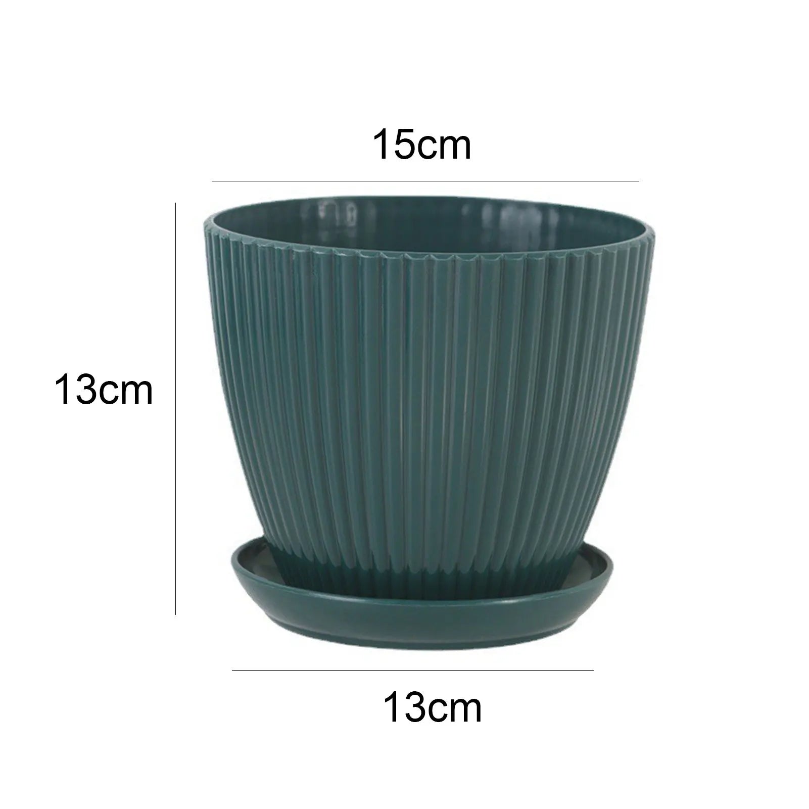Green Dill Plastic Flower Pot - Double Layer with Tray