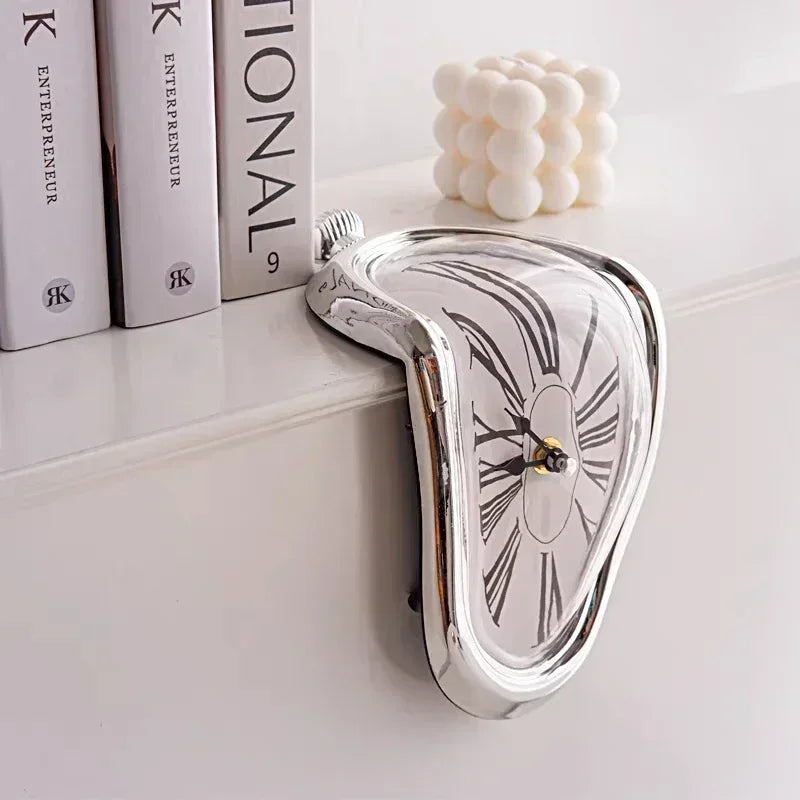 2024 New Novel Surreal Melting Distorted Wall Clocks Surrealist Salvador Dali Style Wall Watch Decoration Gift Home Garden