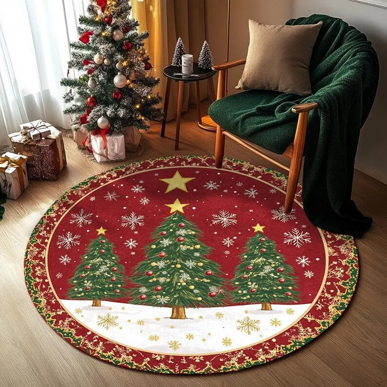 Area Rug: Festive Snowflake Rug - Cozy Christmas Tree Decor