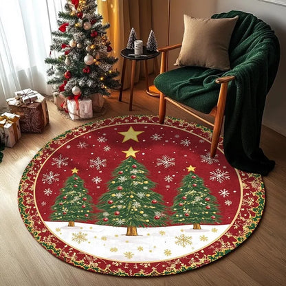 Area Rug: Festive Snowflake Rug - Cozy Christmas Tree Decor