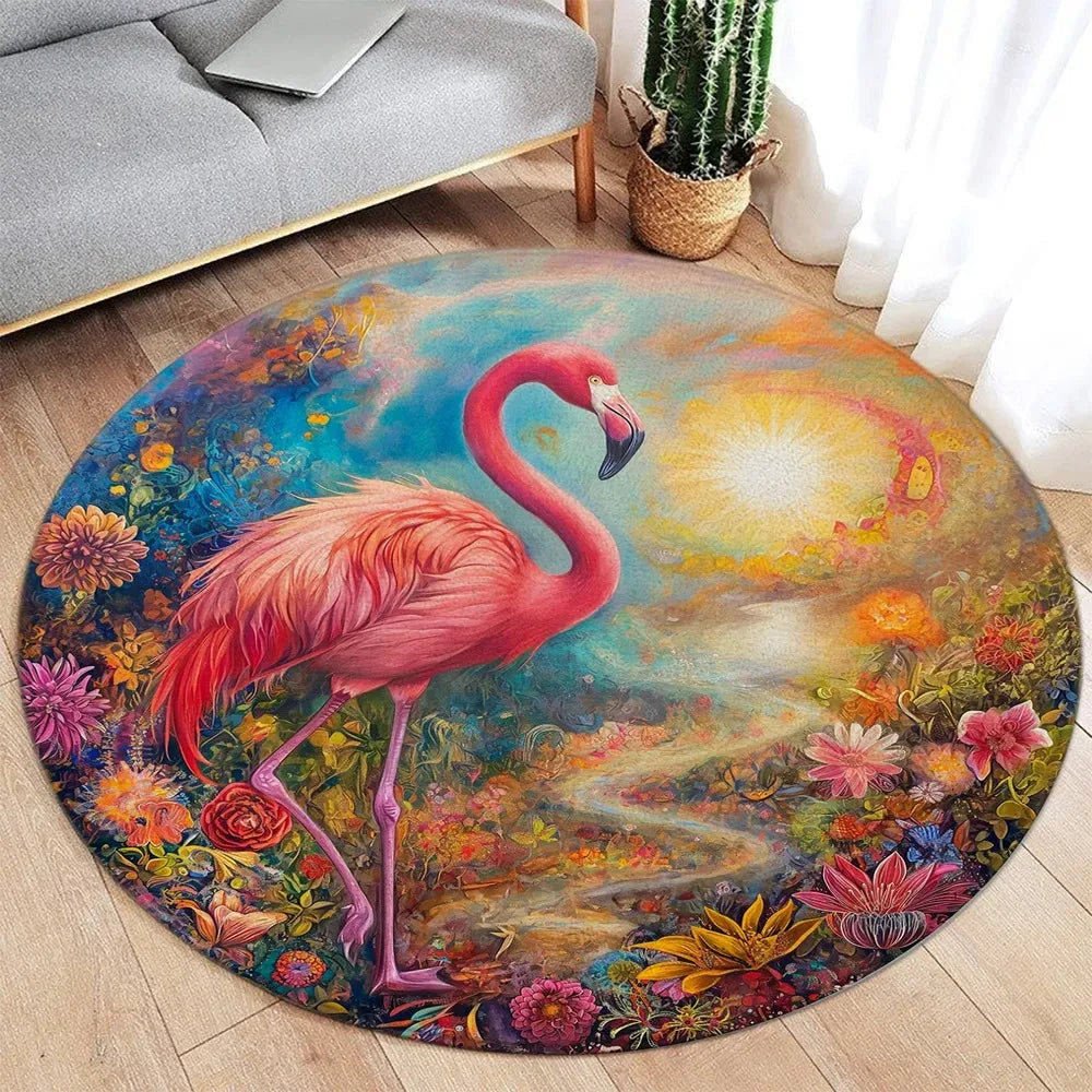 Area Rug: Lotus Flower Koi Round Carpet - Chinese Style Decor Rug