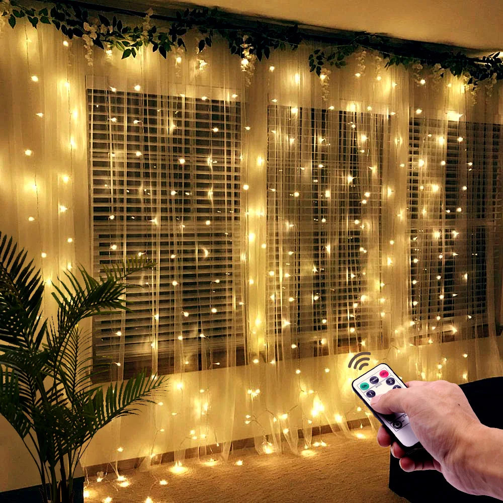 Curtain Lights: Remote Control USB Fairy Lights - 3Mx3M LED Curtain Decor