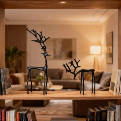 1pc European Style  Deer Statue Home Decor Entrance Christmas Ornaments Durable Plastic Miniature Model Living Room Ornament