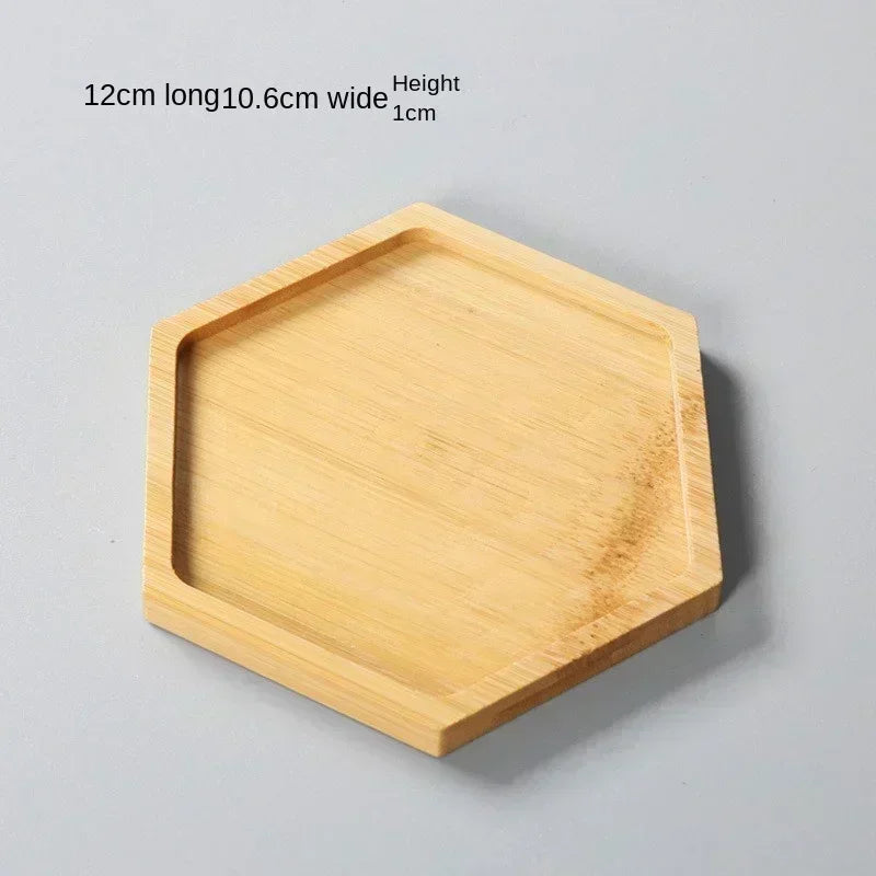 Wood Tray: Bamboo Tray Coaster Multi-Use Wood Saucer & Cup Mat