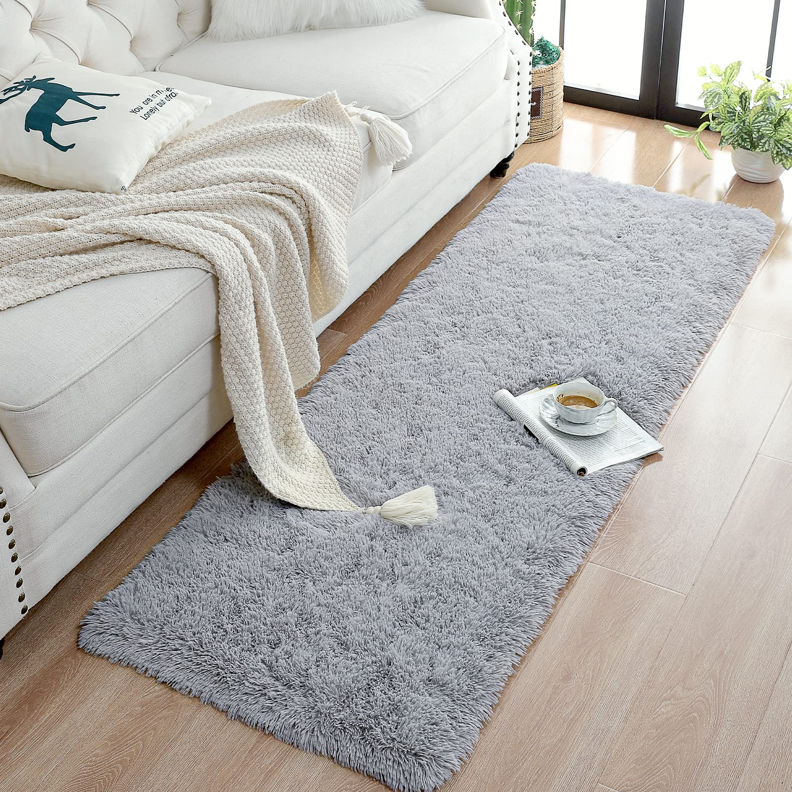 Tie-Dye Runner Area Rug - Shaggy Bedside Mat for Kids' Rooms