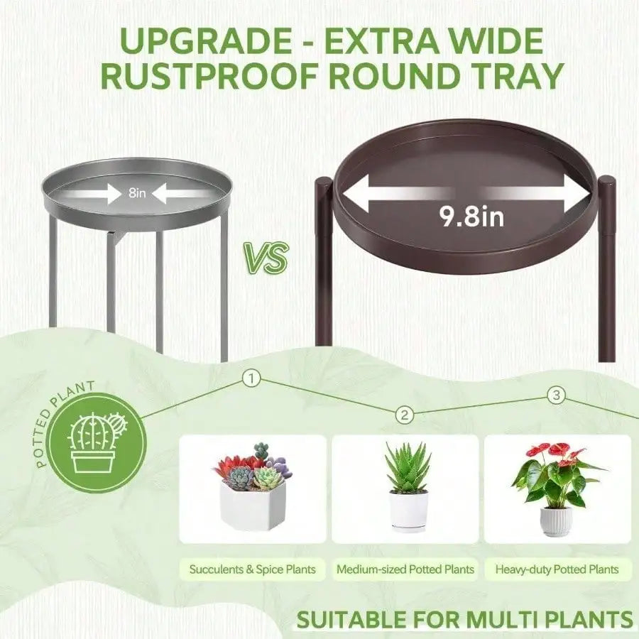 5 Tier Large Plant Stand Indoor With 10 Inch Wide Tray, Tiered Corner Metal Outdoor Flower Display Holder Shelf, Folding Tall Rack Patio Porch Living Room, Modern Black