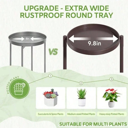 5 Tier Large Plant Stand Indoor With 10 Inch Wide Tray, Tiered Corner Metal Outdoor Flower Display Holder Shelf, Folding Tall Rack Patio Porch Living Room, Modern Black