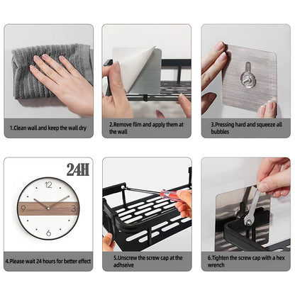 Bathroom Storage Rack: No-Drill Wall Mount Corner Shelf