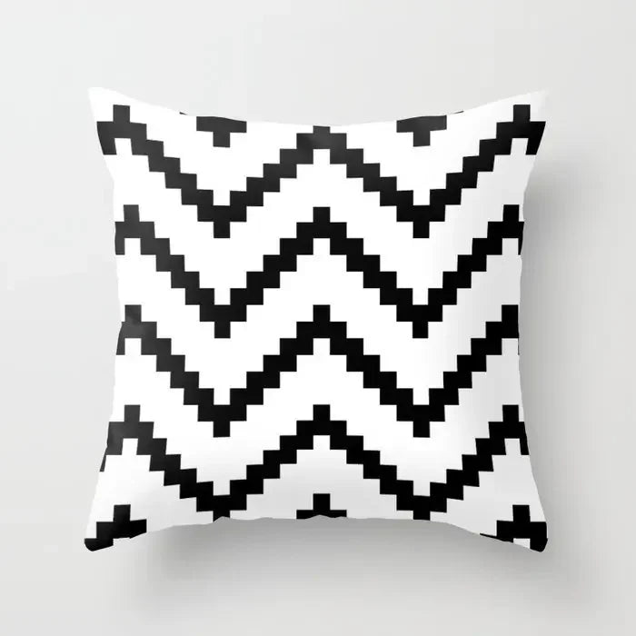 Pillow Cover - Modern Nordic Geometric Black White Design