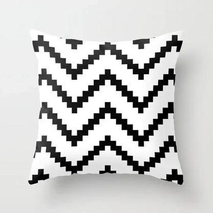 Pillow Cover - Modern Nordic Geometric Black White Design