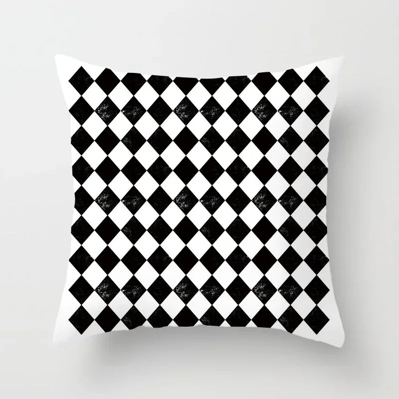 Pillow Cover - Modern Nordic Geometric Black White Design