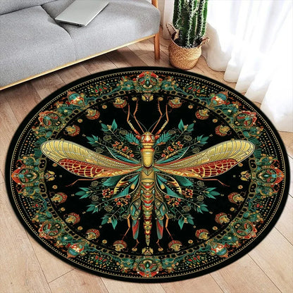 Area Rug: Lotus Flower Koi Round Carpet - Chinese Style Decor Rug