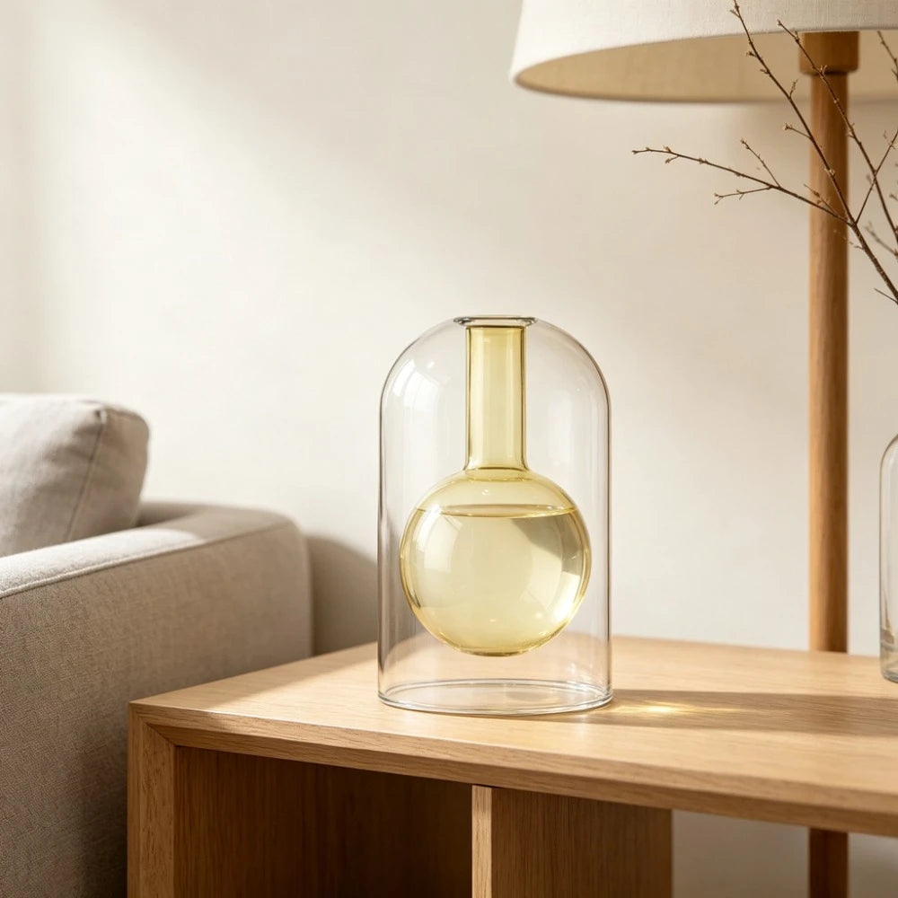Minimalist Transparent Double Glass Reed Diffuser Container Modern Aromatherapy Vase with Diffusers Sticks Home Decor
