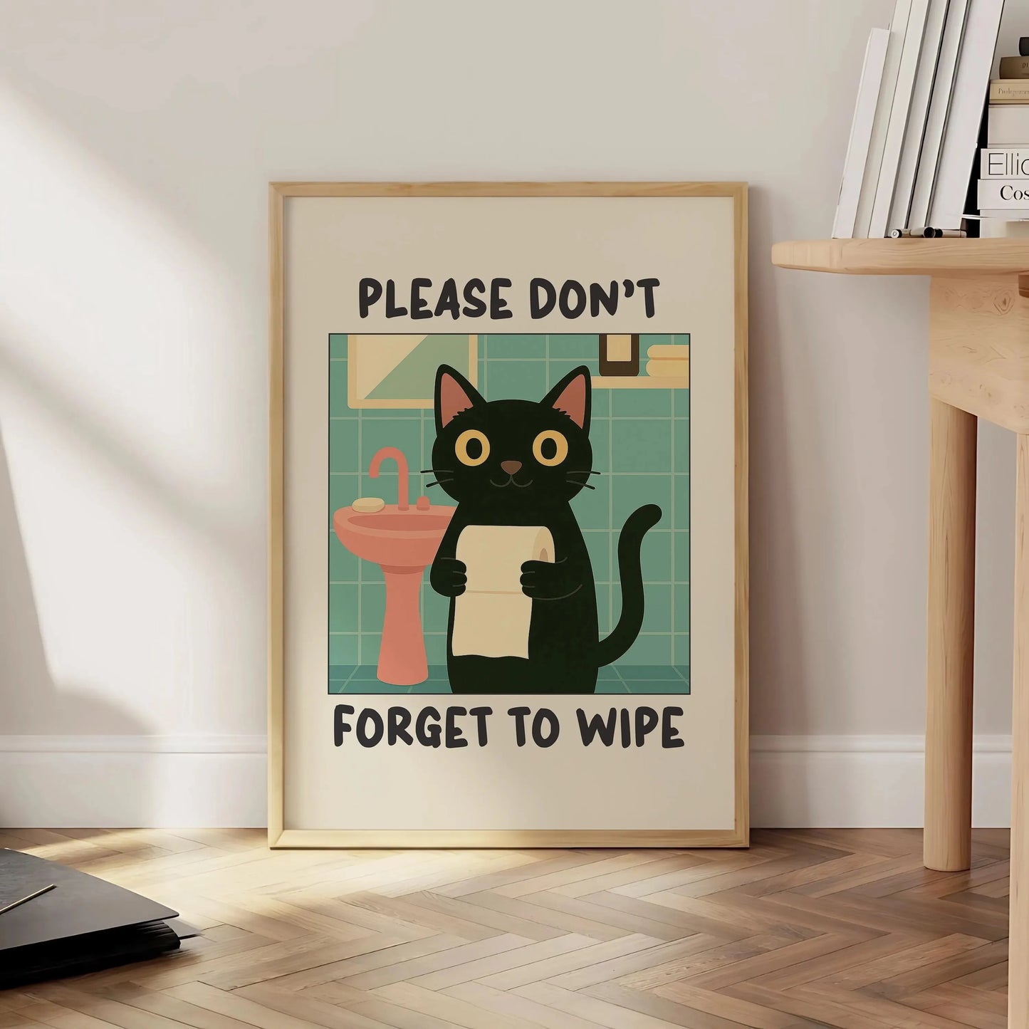 Wash Your Paws Black Cat Canvas Print Bathroom Cat You Pooping Wall Art Poster for Modern Living Room Toilet Kitchen Home Decor