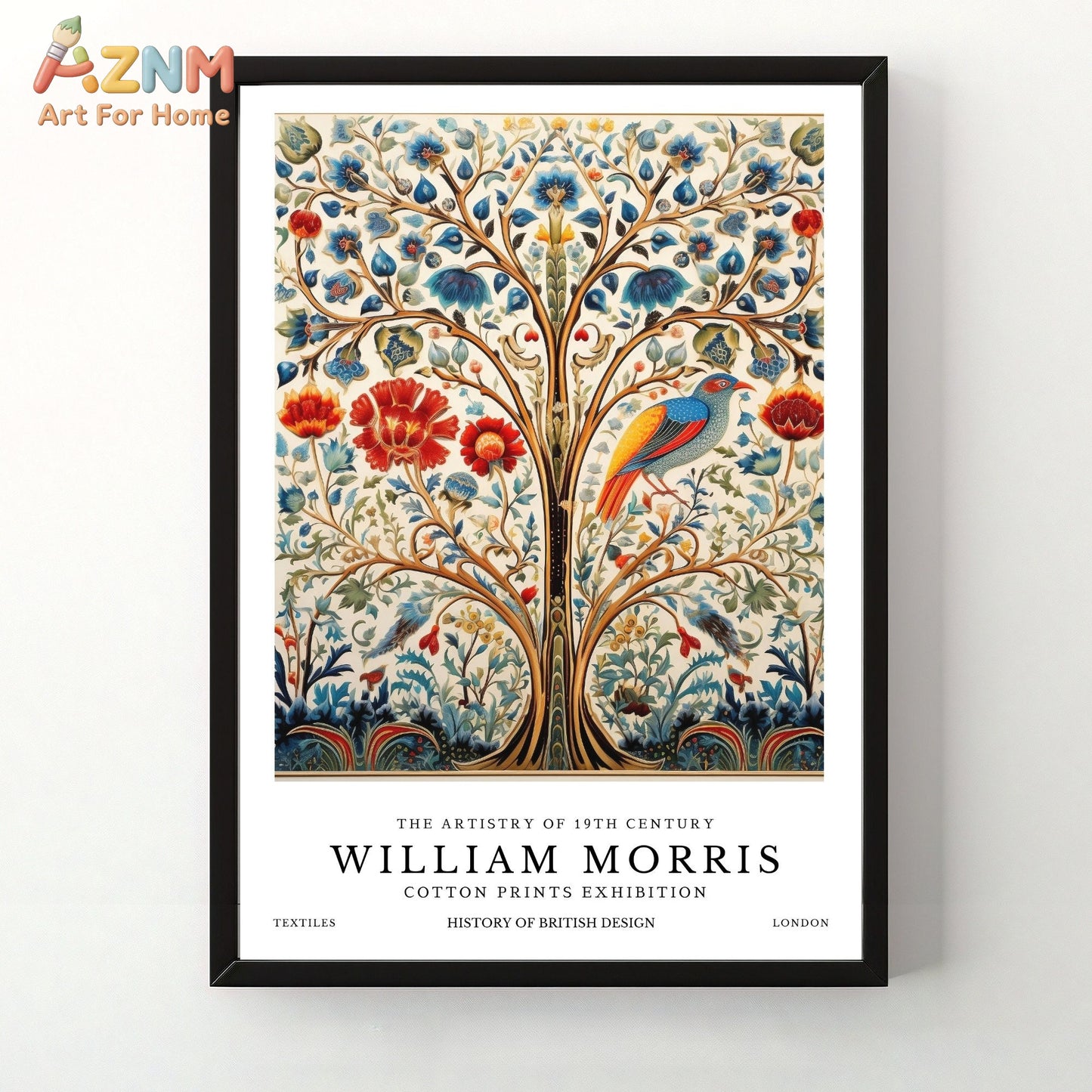 William Morris Flower Animals Wall Art Canvas Print