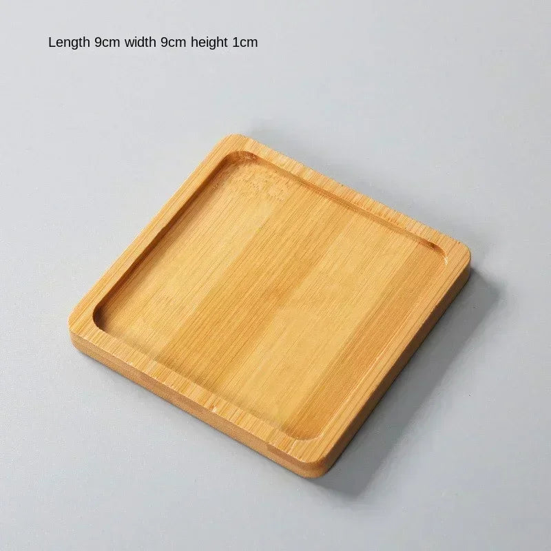 Wood Tray: Bamboo Tray Coaster Multi-Use Wood Saucer & Cup Mat