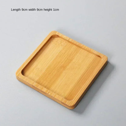 Wood Tray: Bamboo Tray Coaster Multi-Use Wood Saucer & Cup Mat