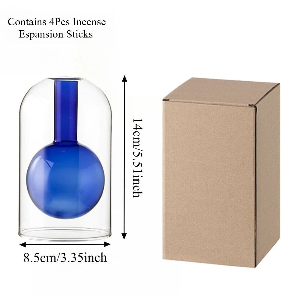 Minimalist Transparent Double Glass Reed Diffuser Container Modern Aromatherapy Vase with Diffusers Sticks Home Decor