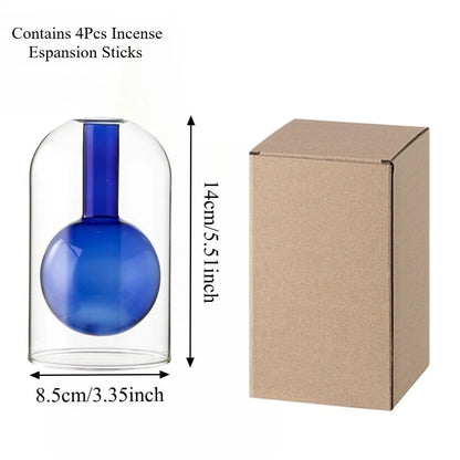 Minimalist Transparent Double Glass Reed Diffuser Container Modern Aromatherapy Vase with Diffusers Sticks Home Decor