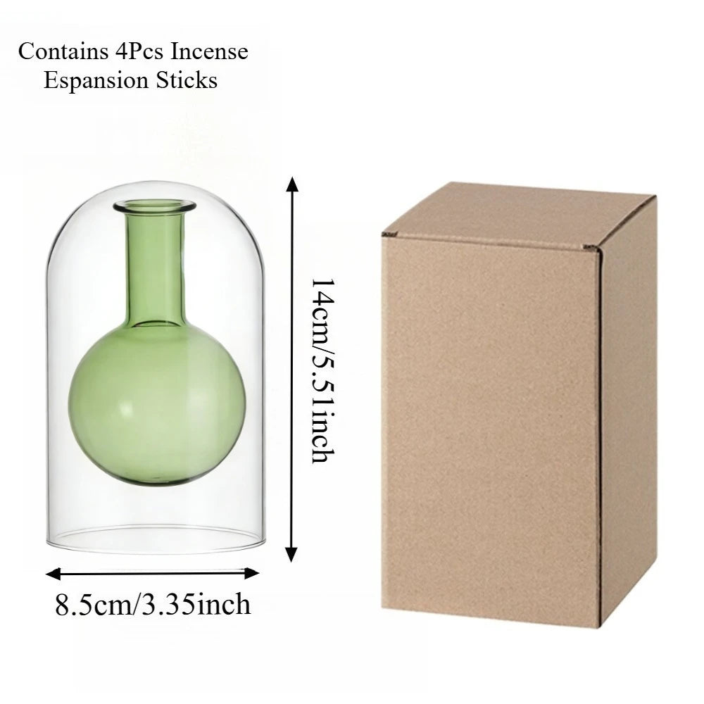 Minimalist Transparent Double Glass Reed Diffuser Container Modern Aromatherapy Vase with Diffusers Sticks Home Decor