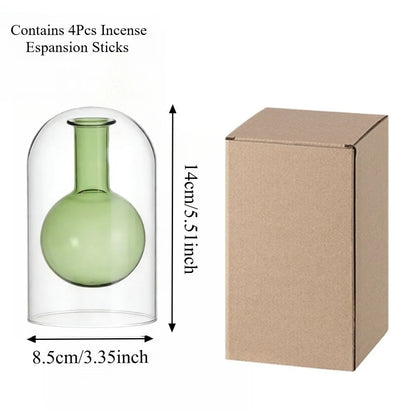 Minimalist Transparent Double Glass Reed Diffuser Container Modern Aromatherapy Vase with Diffusers Sticks Home Decor