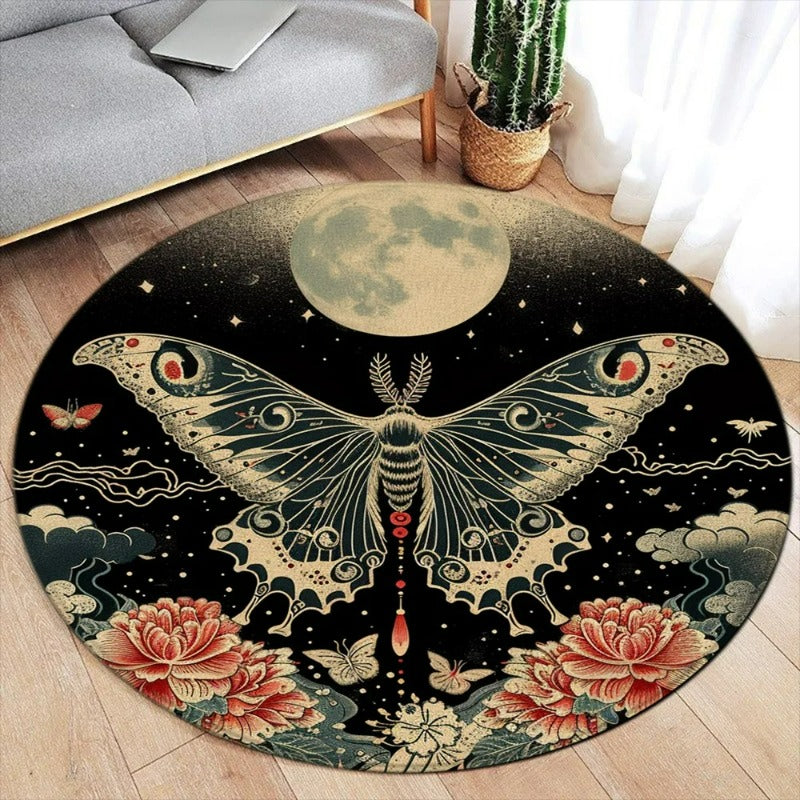 Area Rug: Lotus Flower Koi Round Carpet - Chinese Style Decor Rug