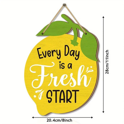 Durable Wooden Summer Lemon Signs Funny Wall Art Lemon Wall Ornaments Cartoon Welcome Hanging Board for Home Room Party