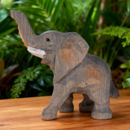 Elephant Statue Handmade Wooden Sculpture for Office Decor