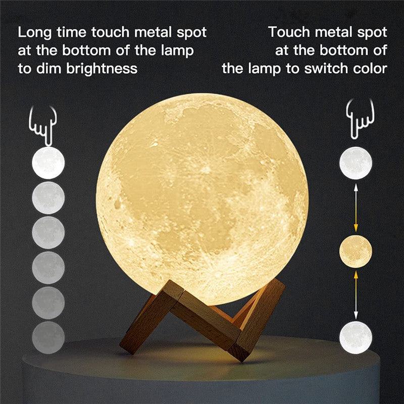 3D Print Moon Lamp: Eco LED Light with Touch Control