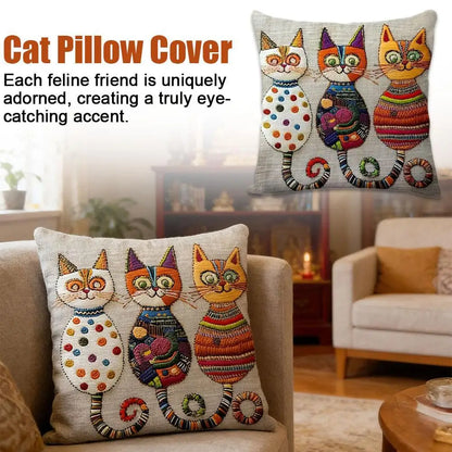 Cute Cat Pillowcase 2D Flat Printed Cushion Cover Aesthetic Sofa Decorative Pillow Cover For Living Room Bedroom Home Decoration