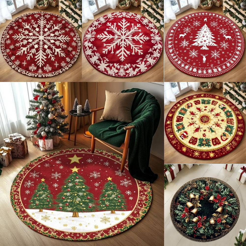 Area Rug: Festive Snowflake Rug - Cozy Christmas Tree Decor