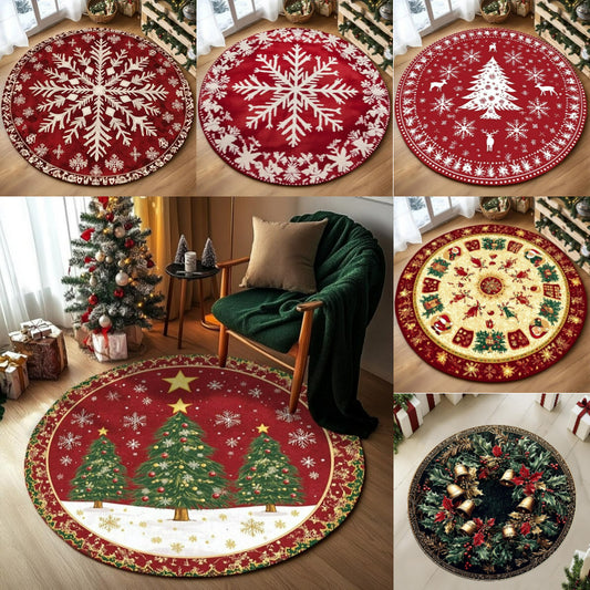 Area Rug: Festive Snowflake Rug - Cozy Christmas Tree Decor