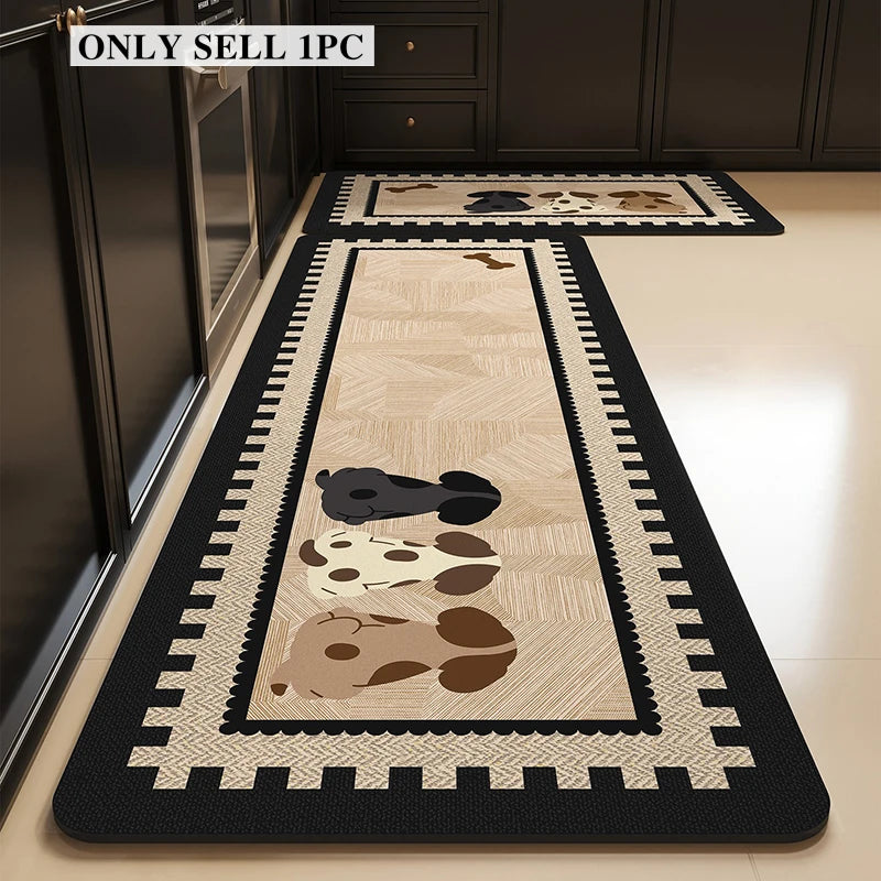 Kitchen Rug Pvc Waterproof Leather Carpet Cute Cartoon Pattern Floor Mat Non-slip Oil-proof Home Decor Rugs Alfombras De Cocina