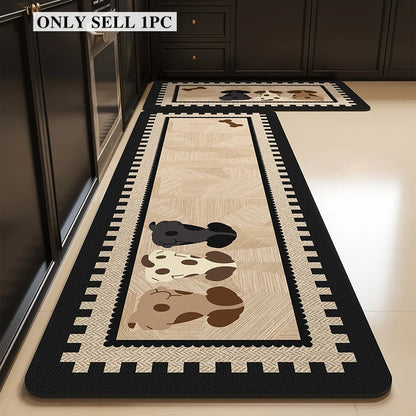 Kitchen Rug Pvc Waterproof Leather Carpet Cute Cartoon Pattern Floor Mat Non-slip Oil-proof Home Decor Rugs Alfombras De Cocina