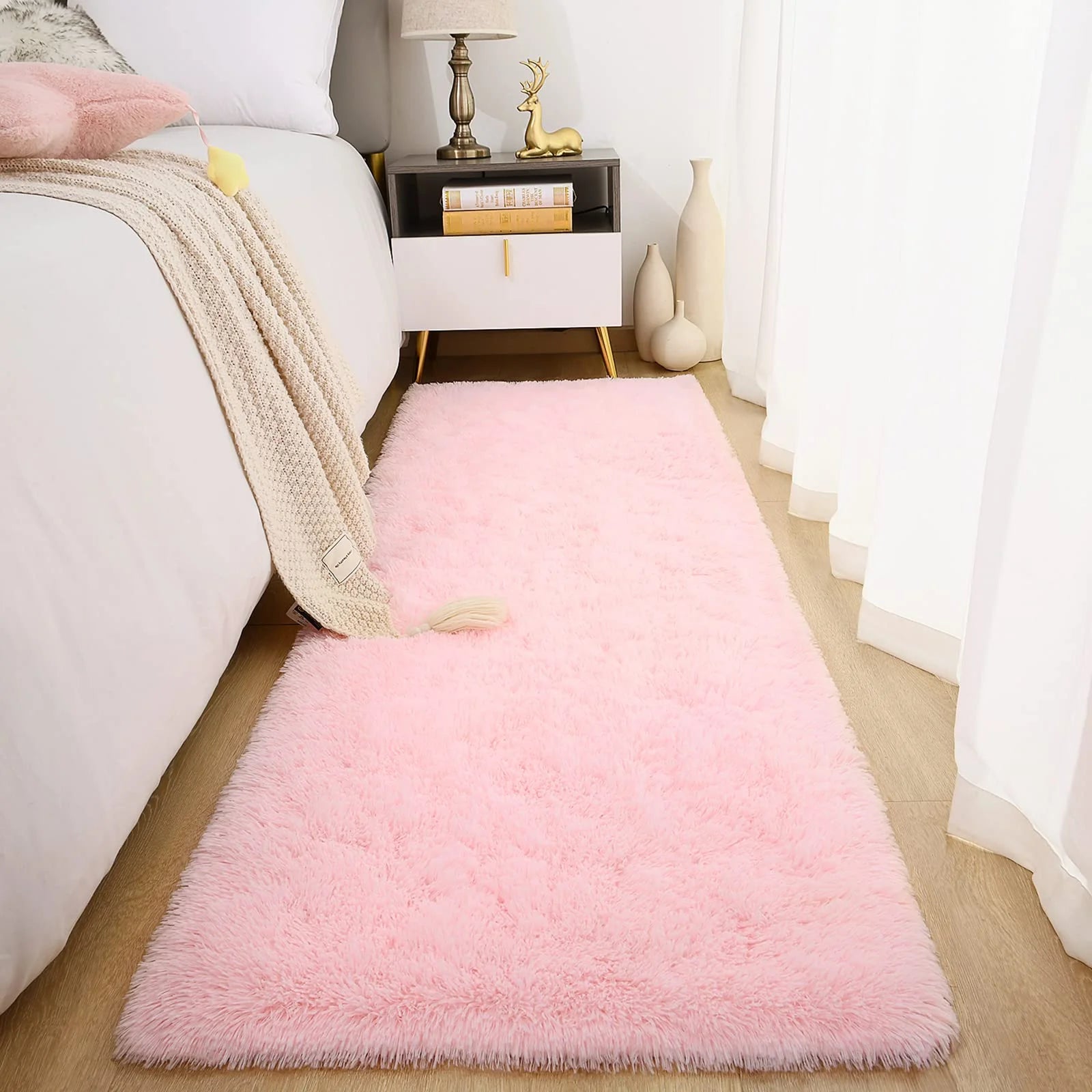 Tie-Dye Runner Area Rug - Shaggy Bedside Mat for Kids' Rooms