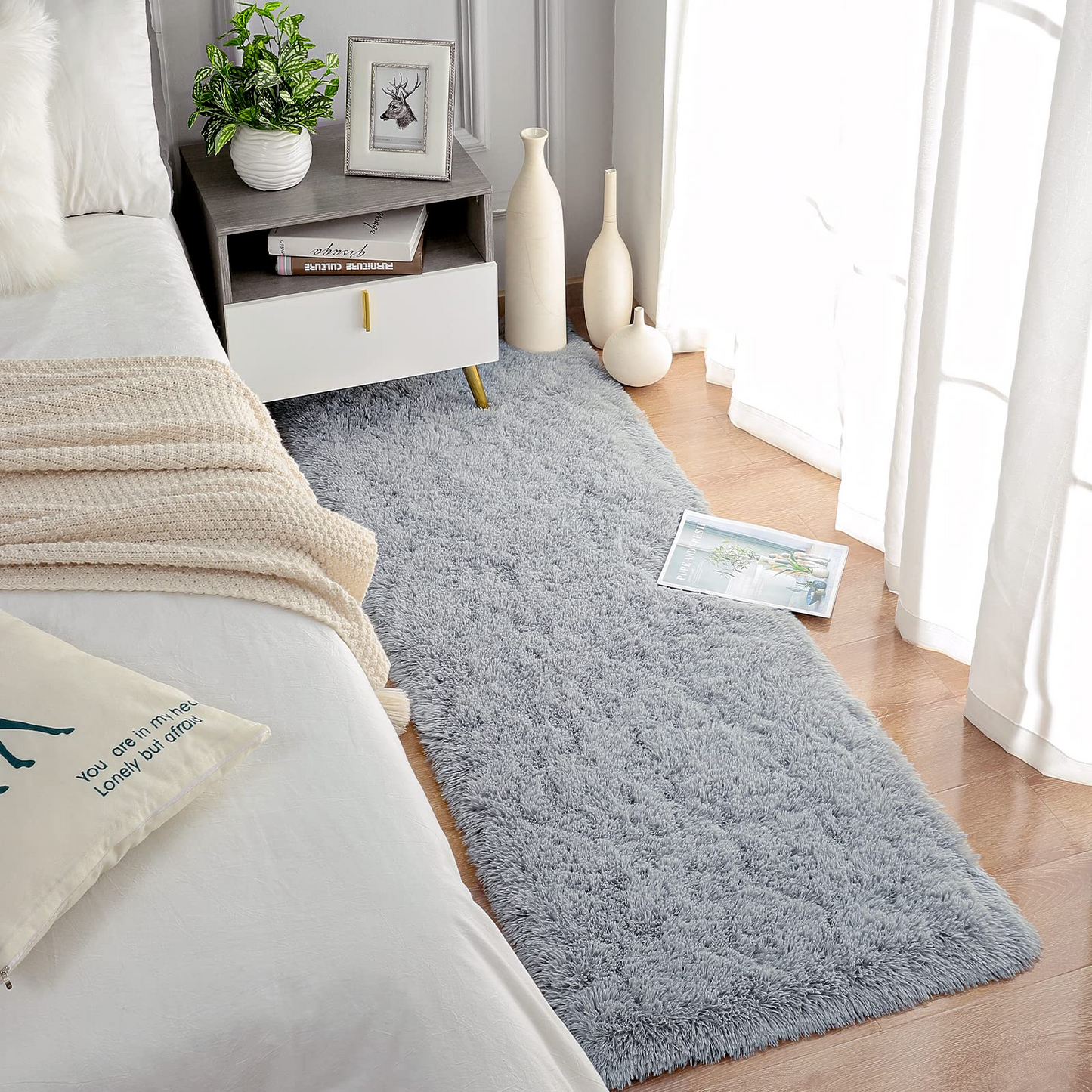 Tie-Dye Runner Area Rug - Shaggy Bedside Mat for Kids' Rooms