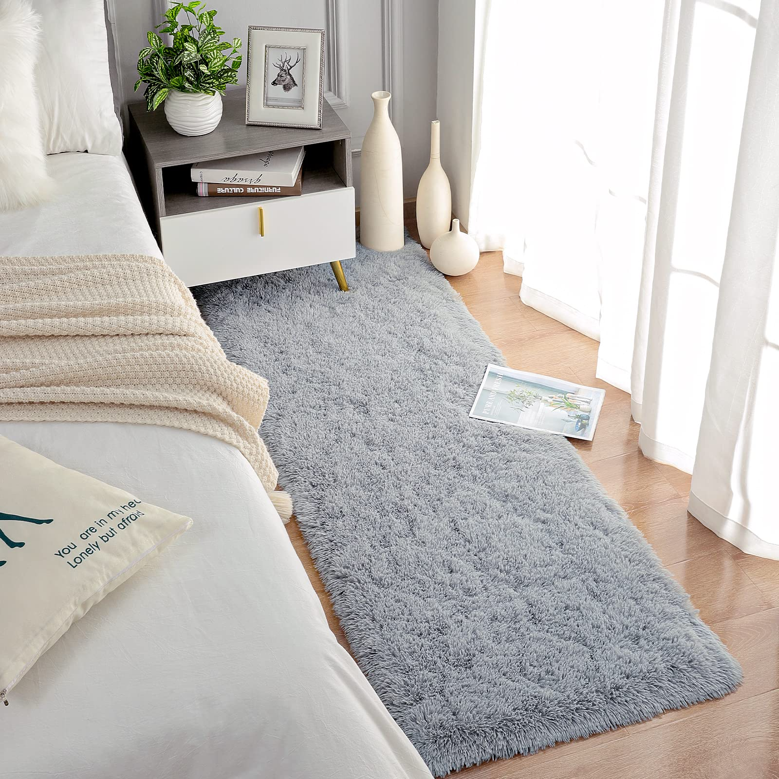 Tie-Dye Runner Area Rug - Shaggy Bedside Mat for Kids' Rooms