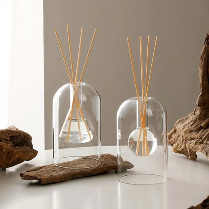 Minimalist Transparent Double Glass Reed Diffuser Container Modern Aromatherapy Vase with Diffusers Sticks Home Decor