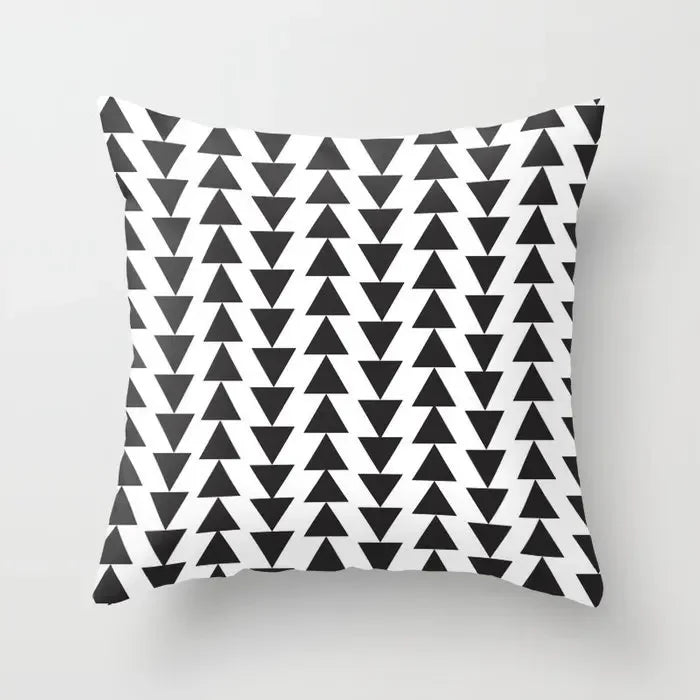 Pillow Cover - Modern Nordic Geometric Black White Design