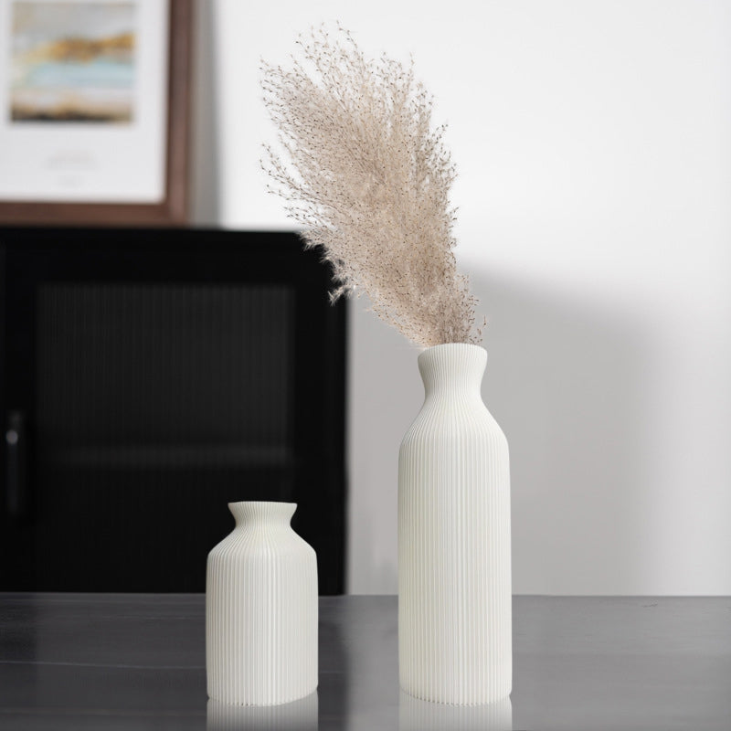 3D Printed Minimalist Flower Vase - White Pampas Grass Decor