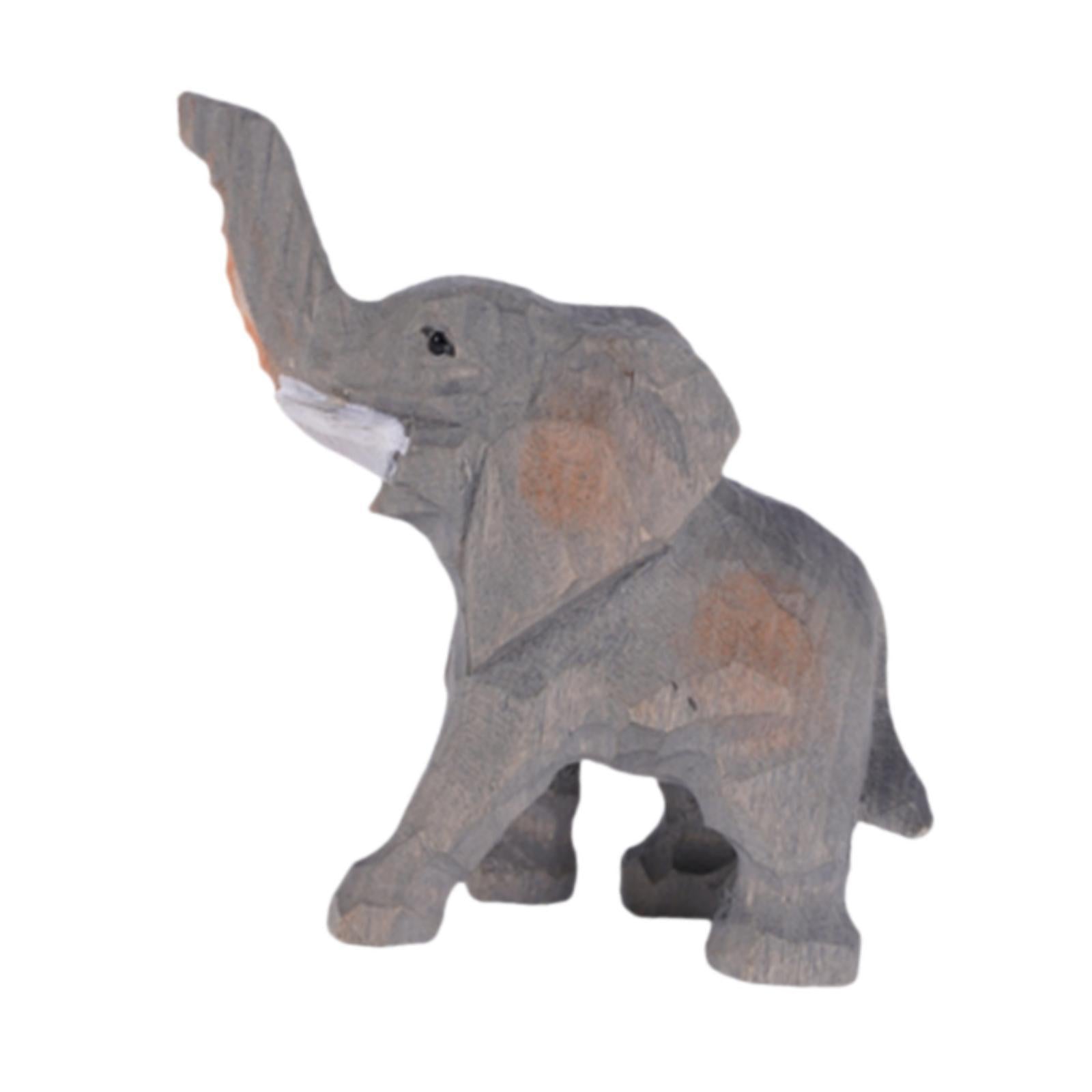 Elephant Statue Handmade Wooden Sculpture for Office Decor