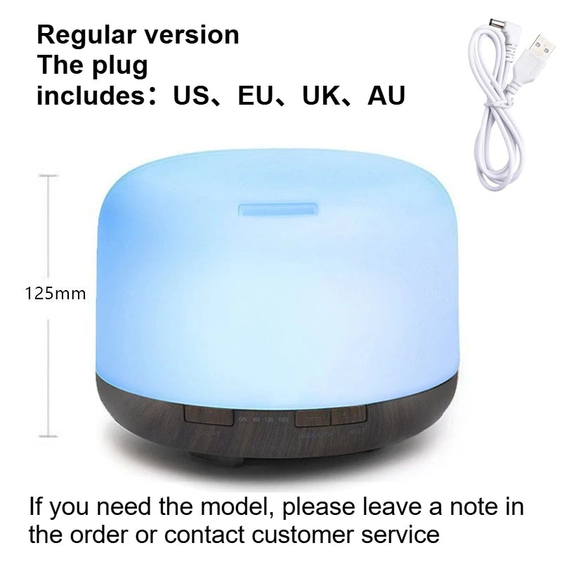 500ML Ultrasonic Ion Humidifier with Color Light & USB