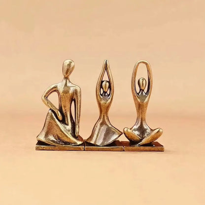 Brass Yoga Girl Statue Home Decor Figure Ornament Nordic Luxury Living Room Abstract Character Ornament