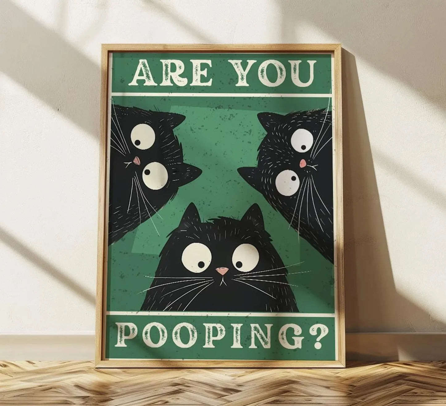 Wash Your Paws Black Cat Canvas Print Bathroom Cat You Pooping Wall Art Poster for Modern Living Room Toilet Kitchen Home Decor