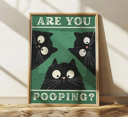 Wash Your Paws Black Cat Canvas Print Bathroom Cat You Pooping Wall Art Poster for Modern Living Room Toilet Kitchen Home Decor