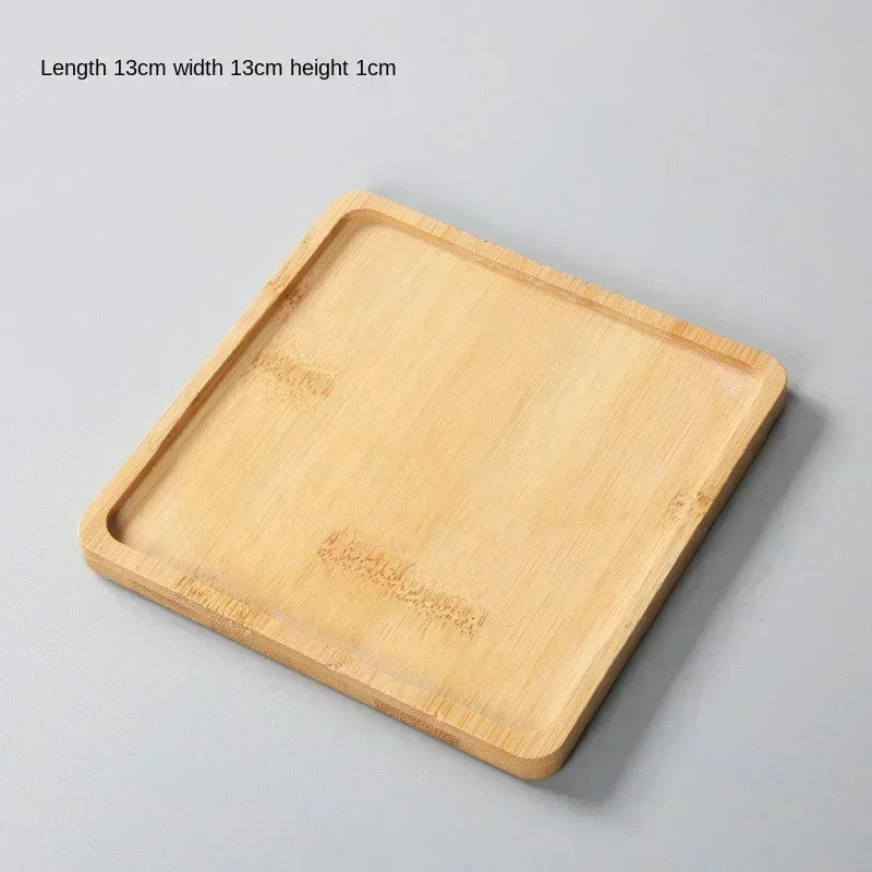 Wood Tray: Bamboo Tray Coaster Multi-Use Wood Saucer & Cup Mat