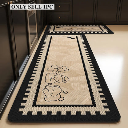 Kitchen Rug Pvc Waterproof Leather Carpet Cute Cartoon Pattern Floor Mat Non-slip Oil-proof Home Decor Rugs Alfombras De Cocina